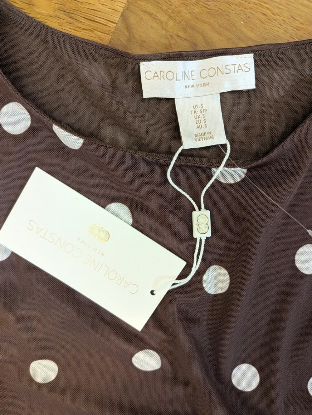 Caroline Constas Brown Coverup Dress with White Polka Dots, NWT! - Picture 6 of 11